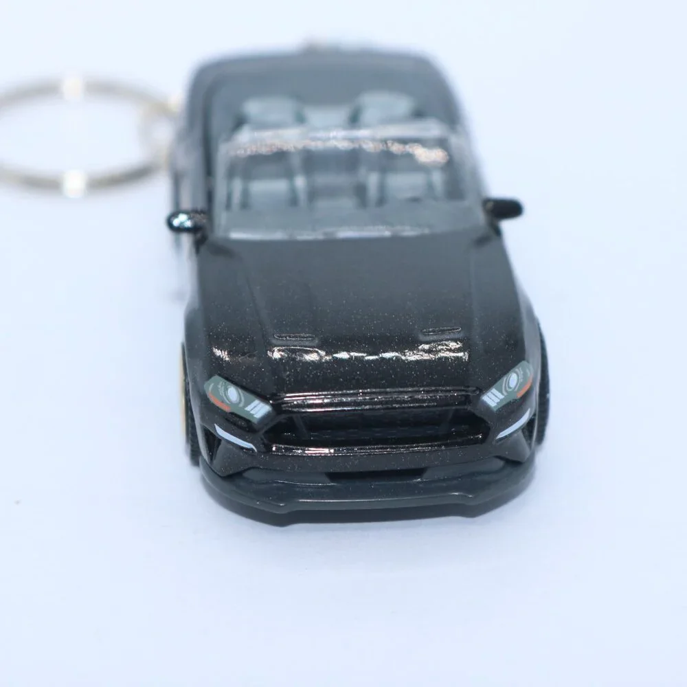 Matchbox black convertible Mustang 1:64 scale keychain
